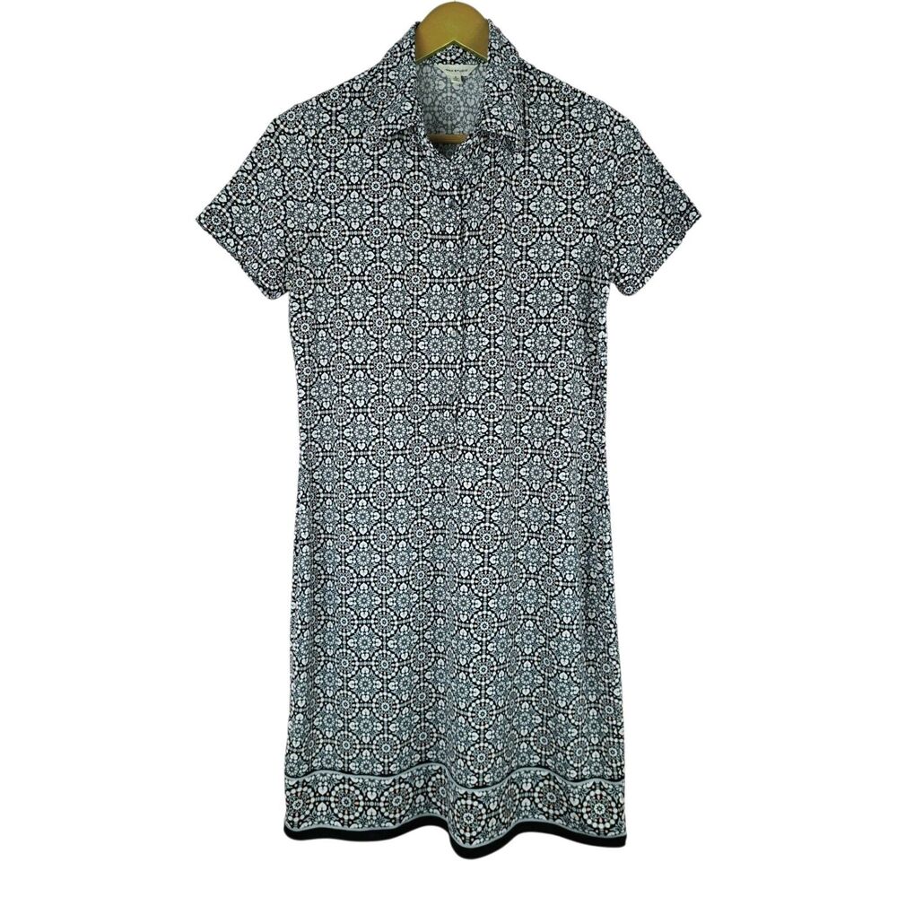 Max Studio Shirt Polo Dress Floral Mandala Pattern Short sleeve Size S